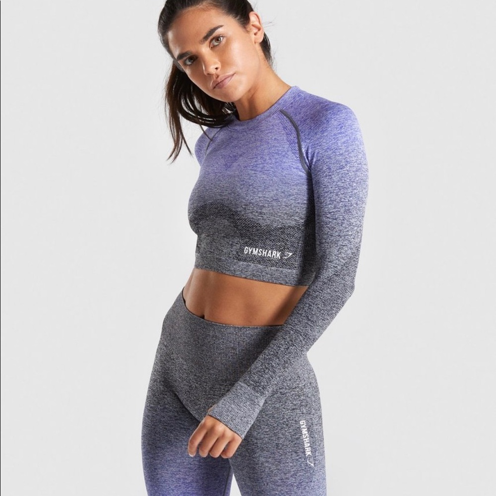 Gymshark Ombré Purple/Grey Cropped Long Sleeve